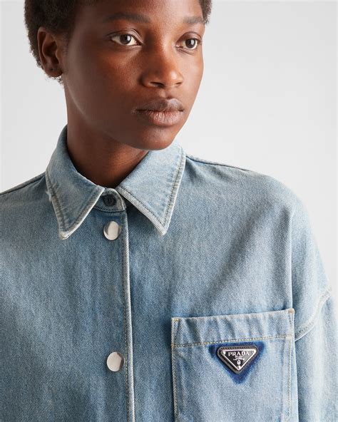 prada oversized organic denim shirt